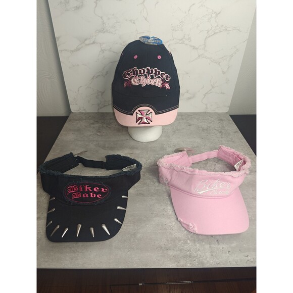 Biker Babes Women's Hats Set Of 3 Motorcycle Apparel NWT Biker Gear - Picture 1 of 11